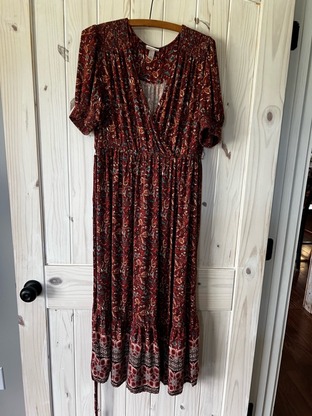 Knox Rose Rust Floral Wrap Maxi Dress - Picture 3 of 9